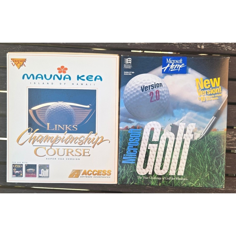 Vintage Microsoft Golf 2.0 & Links Mauna Kea Course PC Floppy Disk Bundle